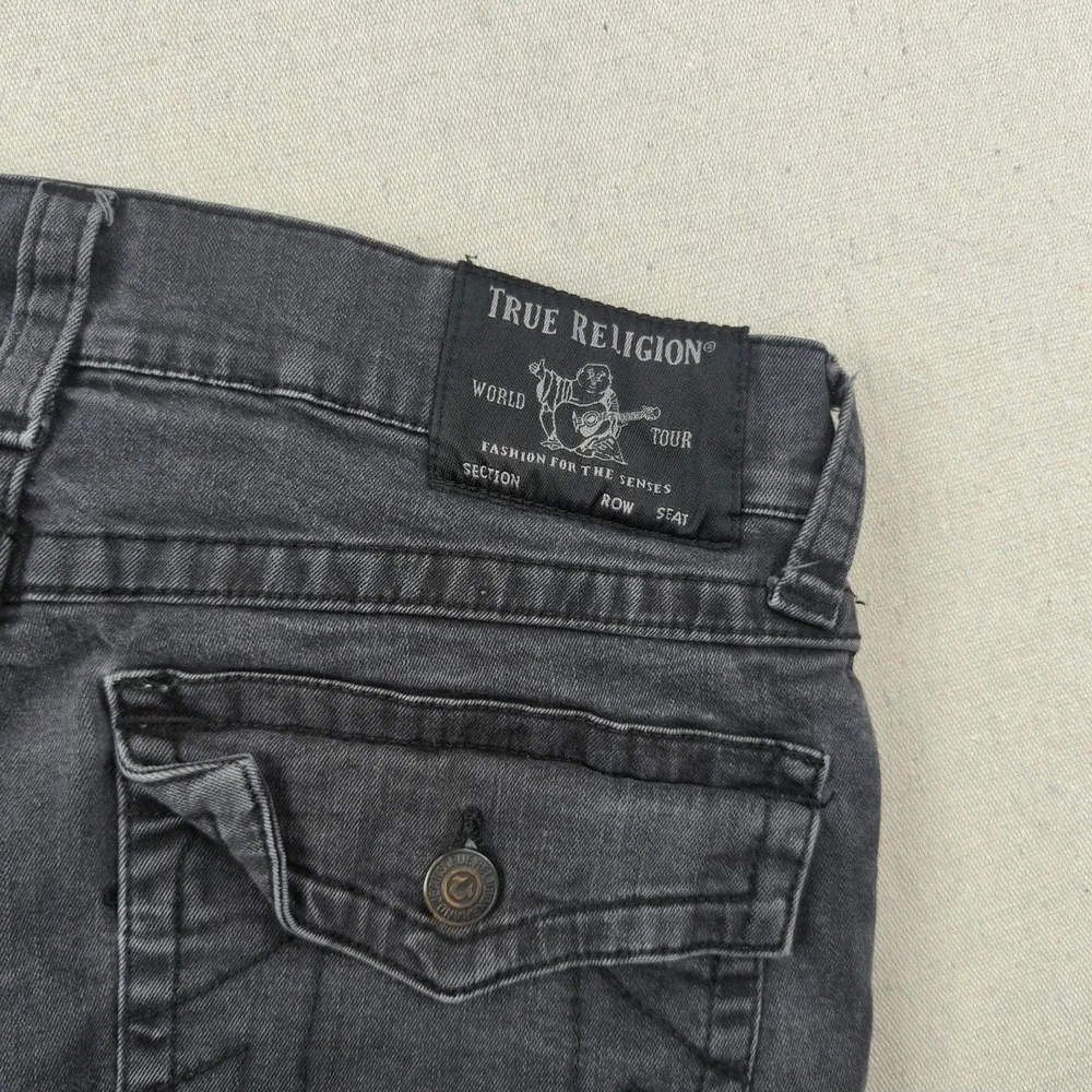 True Religion Jeans Mens 36x31 Black Ricky Relaxed Straight Flap Pocket
